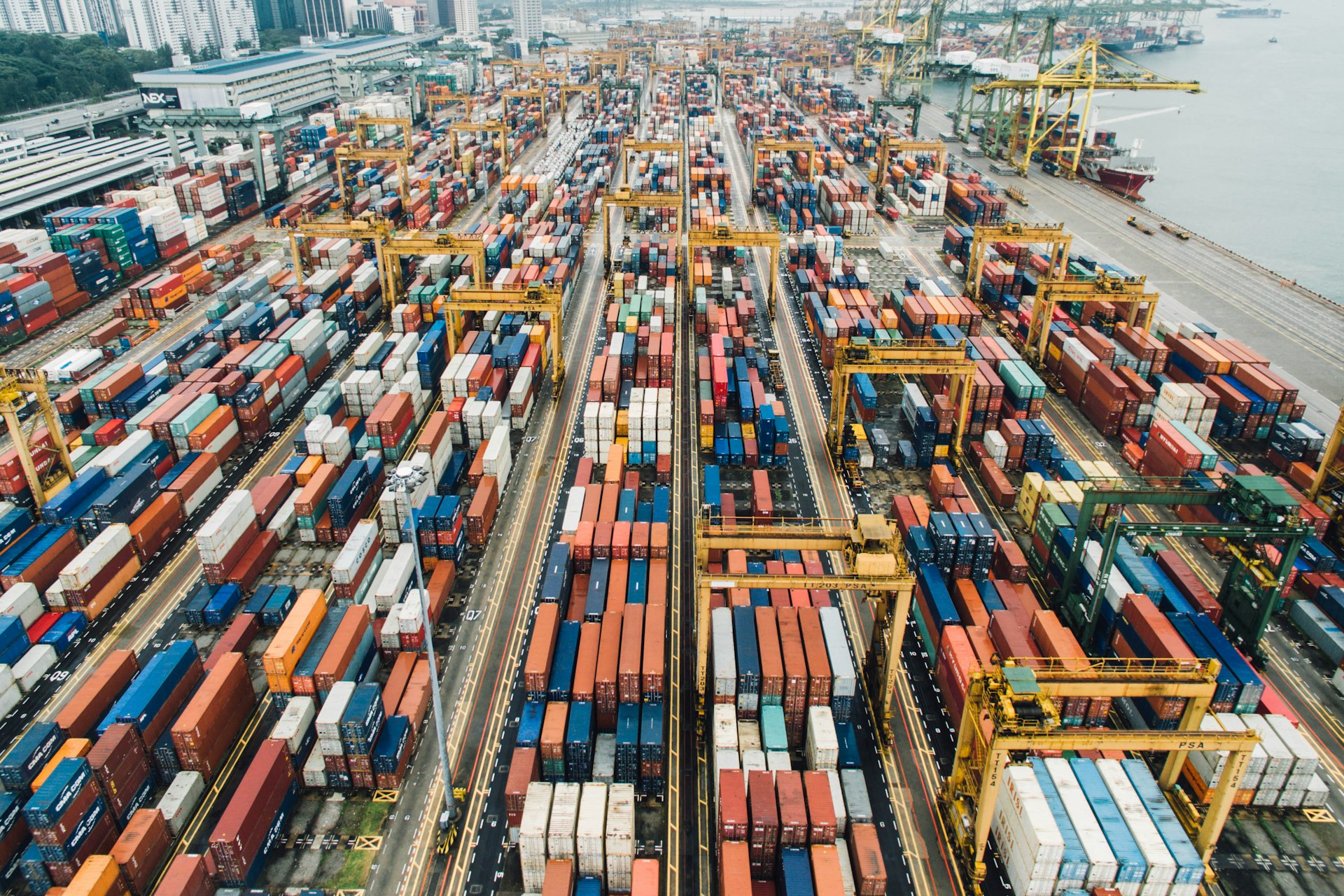 Aerial view of container terminal